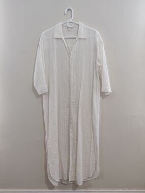 Monsoon White Textured Long Buttonless Blouse Dress